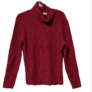 Sundance cotton blend reddish pull over loose cowl neck sweater pointell…